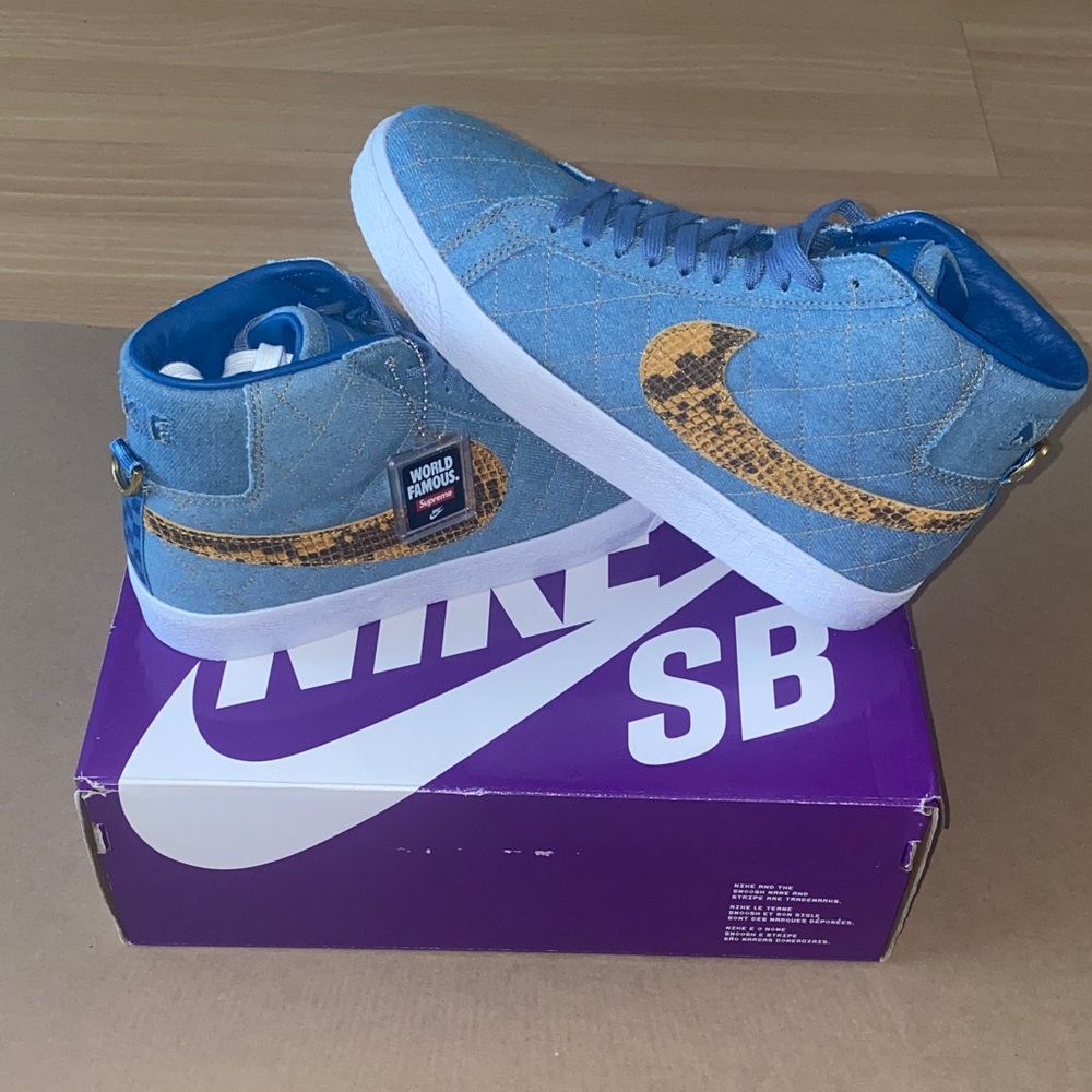 Nike SB ZOOM BLAZER MID QS 2-(SUPREME) Industrial BL  SZ:Men’s 8.5 Woman 10 NWT